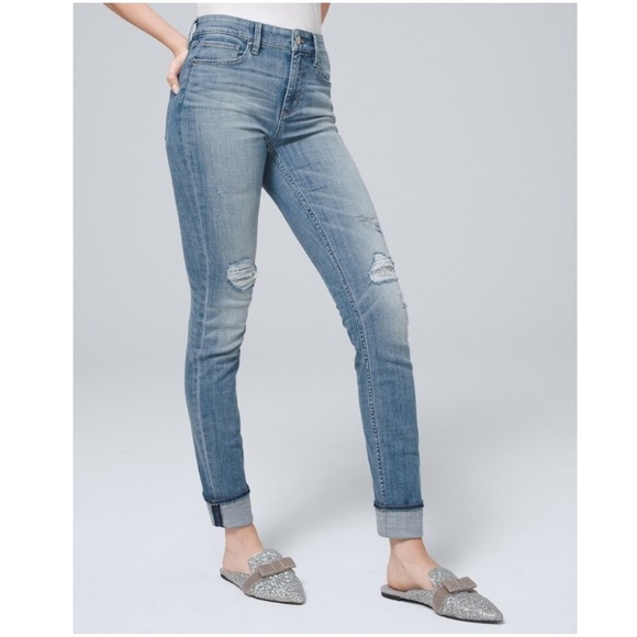 WHBM HIGH-RISE DESTRUCTED SLIM JEANS STYLE: 570298228 - Picture 1 of 15